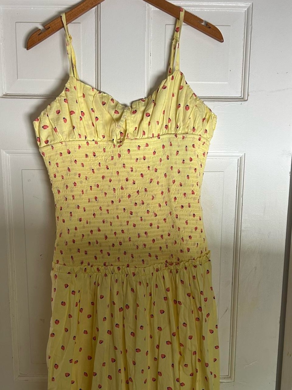 Free People Lavender Daze Yellow Strawberry Drop Waist Smocked Midi/Maxi Dress - Picture 5 of 10